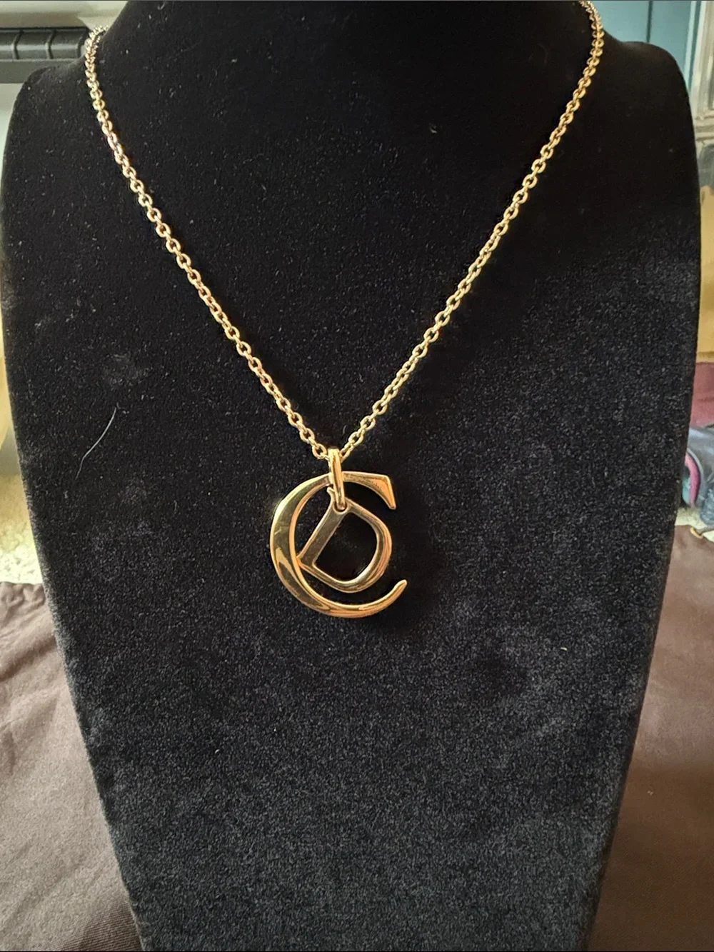 Christian Dior Vintage Gold CD Interlocking Logo Chain Necklace